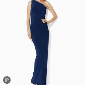 Ralph Lauren Navy Asymmetrical gown